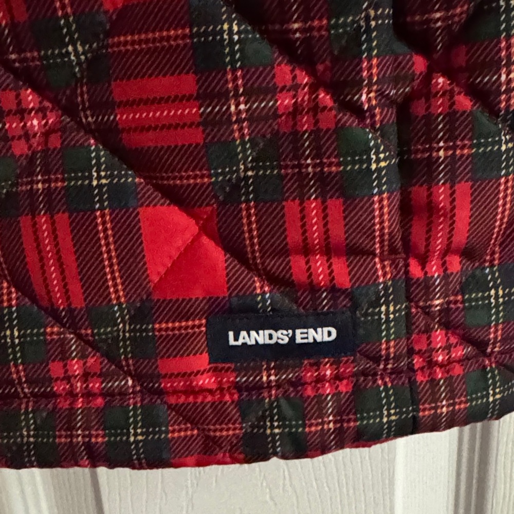 Lands' End Red Tartan Quilted Vest - Picture 6 of 8